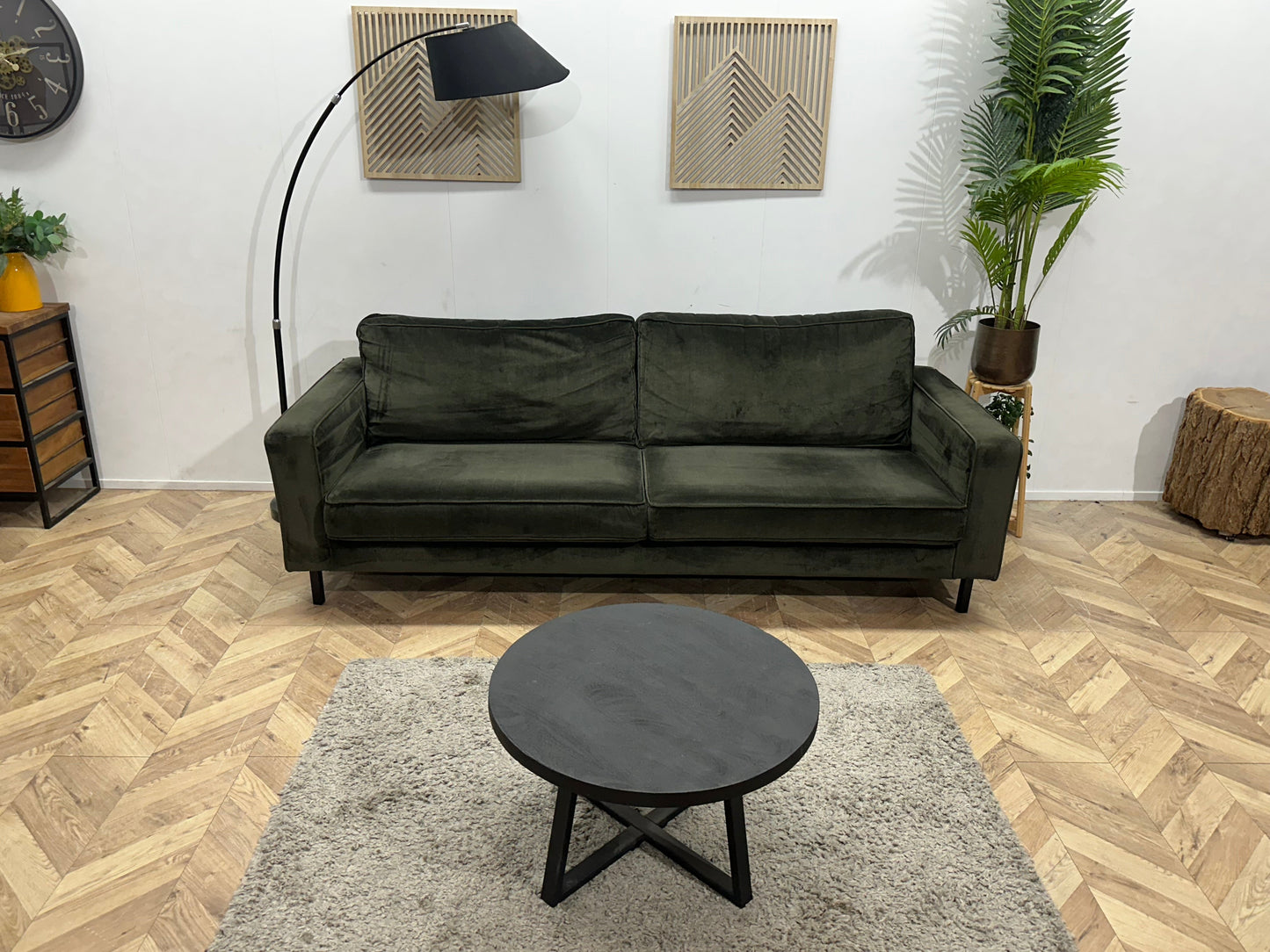 Woood Donker Groene Velvet 2.5-Zits Zetel ~ Losse Kussens Met Afneembare Hoezen