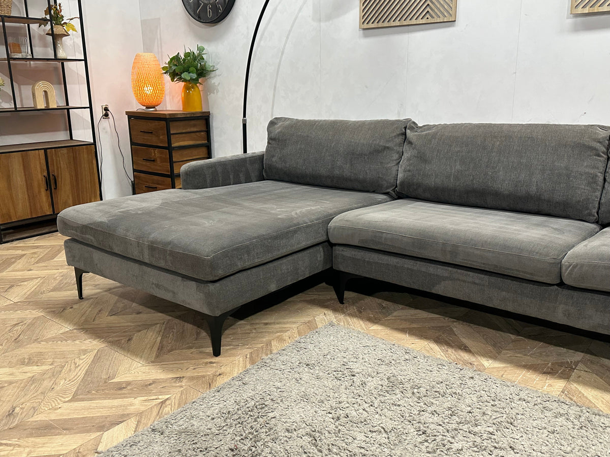 Antraciet Velvet Hoekzetel ~ Losse Kussens Met Afneembare Hoezen