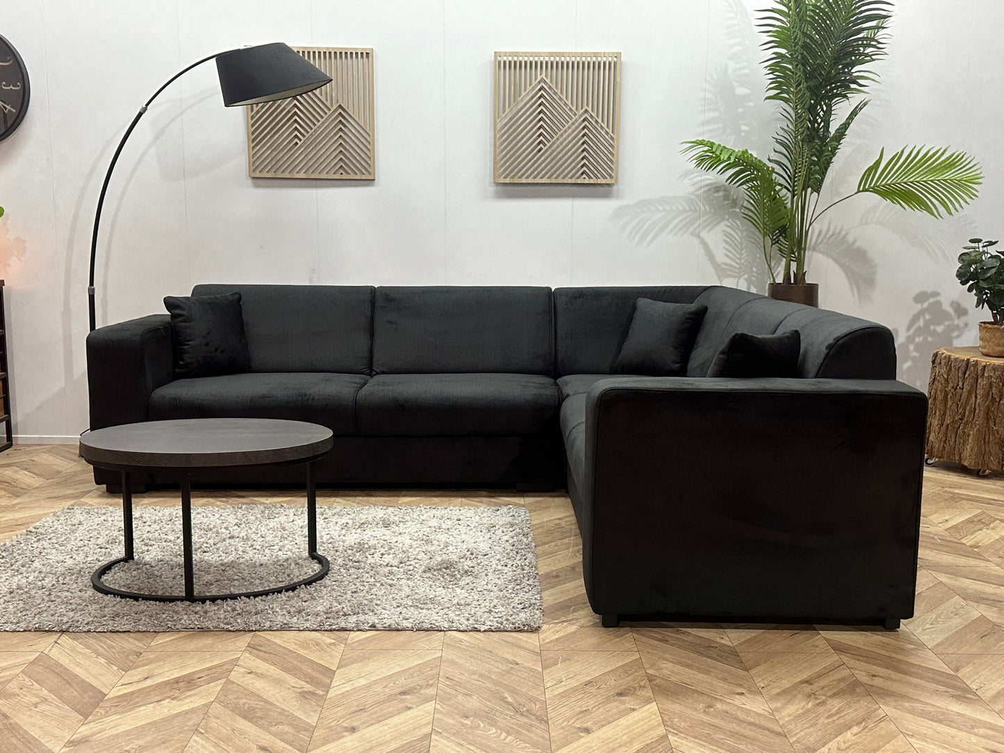 !Showroommodel! Zwarte Velvet Hoekzetel