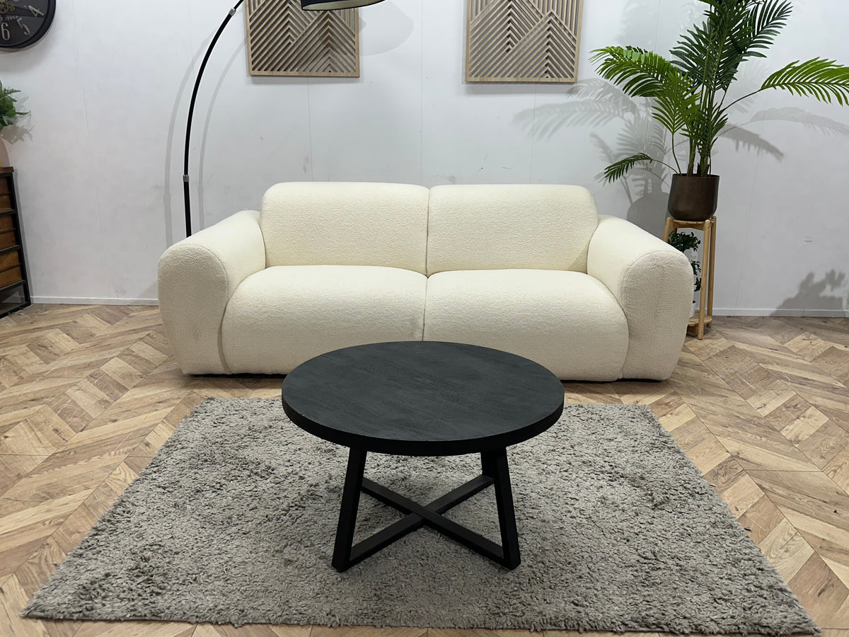 !Showroommodel! Witte/Crème Bouclé Stoffen 2.5-Zits Zetel