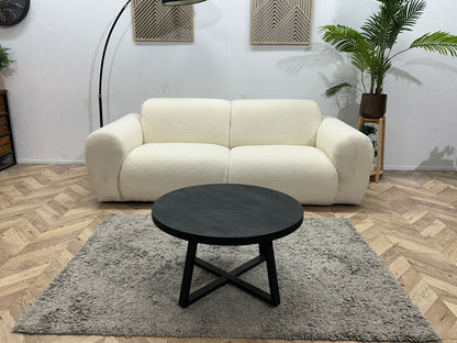 !Showroommodel! Witte/Crème Bouclé Stoffen 2.5-Zits Zetel