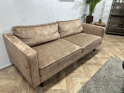 Taupe Velvet 2.5-Zits Zetel ~ Losse Kussens
