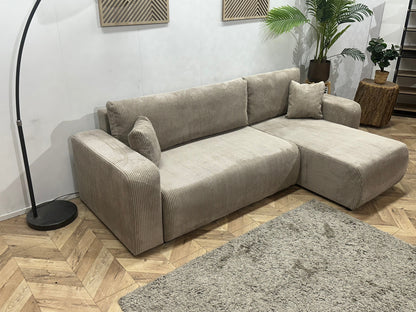 !Showroommodel! Licht Bruine Ribstof Hoekzetel