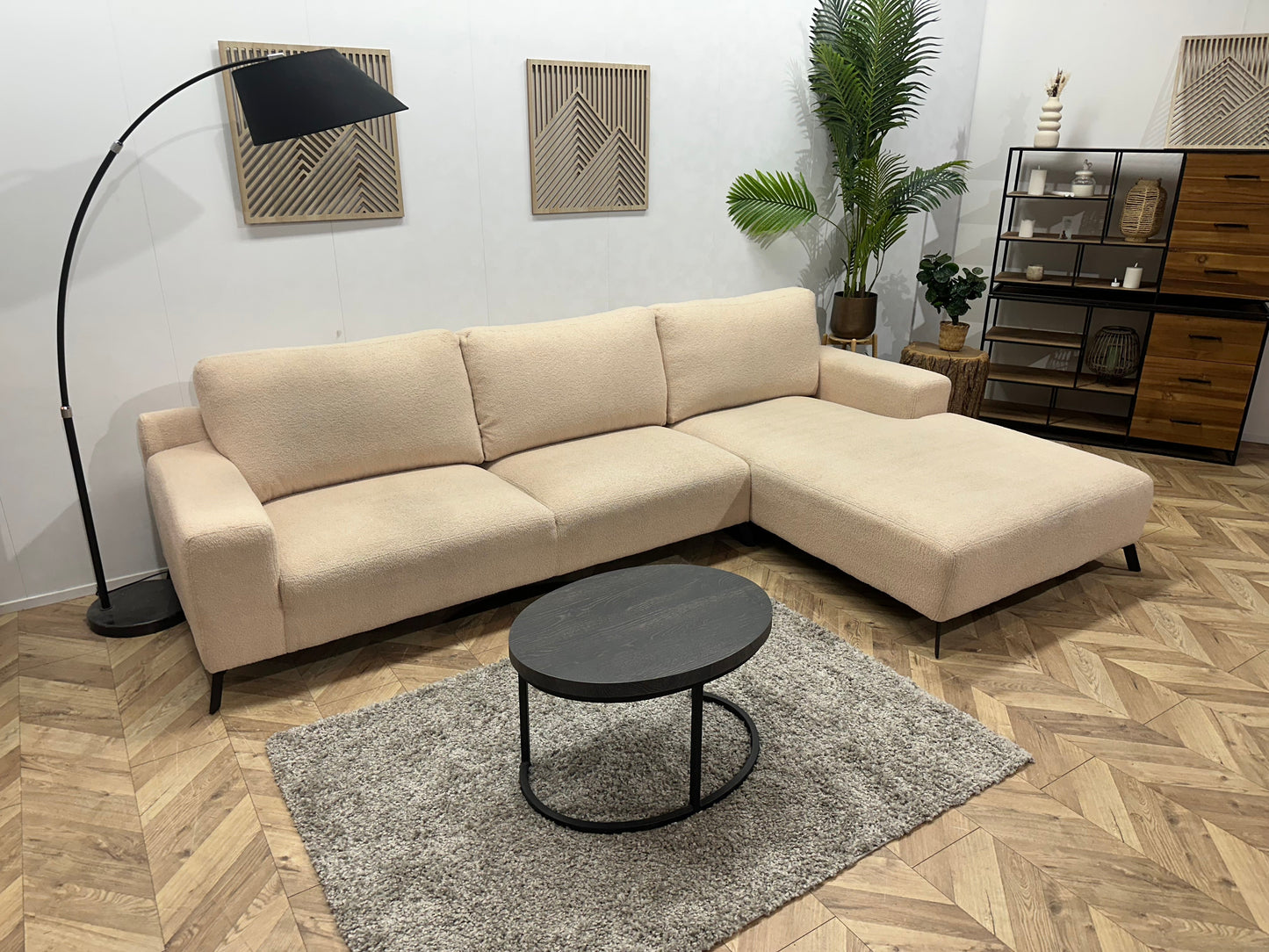 !Showroommodel! Crème Bouclé Hoekzetel