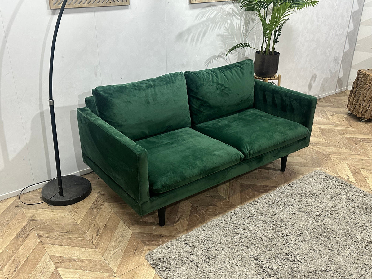 Groene Velvet 2.5-Zits Zetel ~ Losse Kussens Met Afneembare Hoezen