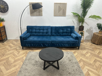 Blauwe Velvet 3-Zits Zetel ~ Losse Kussens Met Afneembare Hoezen