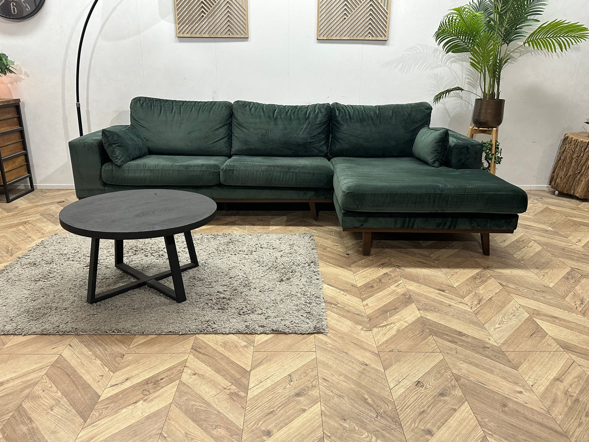 Groene Velvet Hoekzetel ~ Losse Kussens Met Afneembare Hoezen