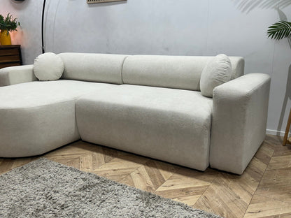 !Showroommodel! Witte Velvet Hoekzetel ~ Slaapfunctie