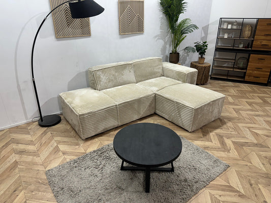 !Showroommodel! Witte/Crème Ribstof Design Hoekzetel