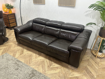 Bruine Echt Lederen 3-Zits Zetel Inc Fauteuil ~ Geïmpregneerd