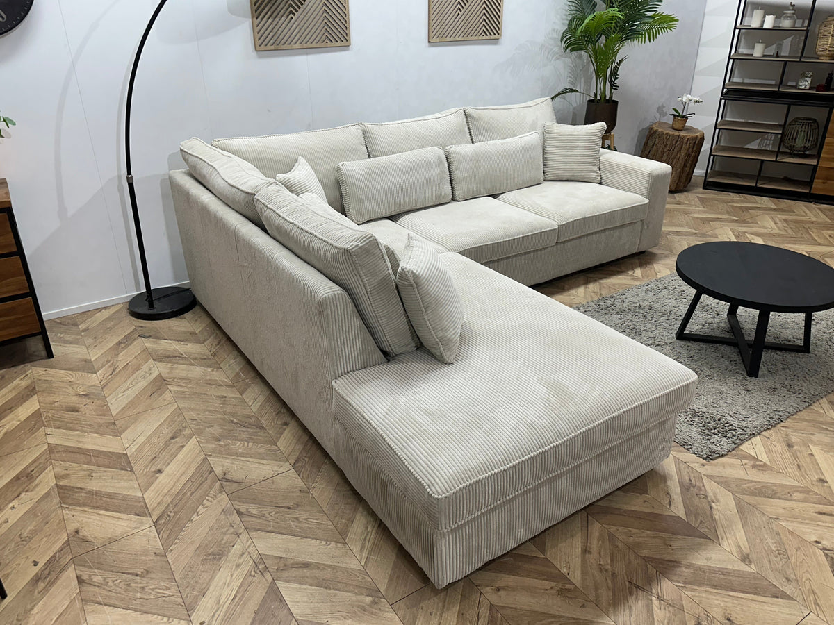 !Showroommodel! Witte Ribstof Hoekzetel