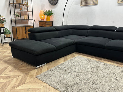 Zwarte Velvet Hoekzetel ~ Verstelbare Arm/Hoofdsteunen