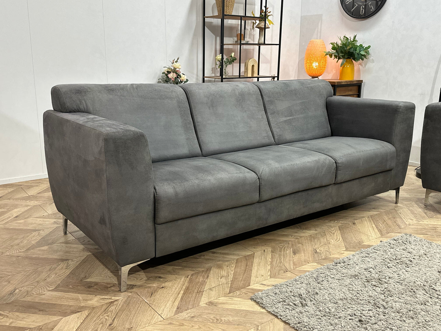 Antraciet Suède Stoffen Zetels Set ~ Vaste Kussens