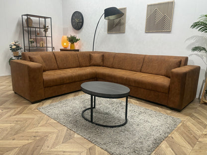 !Showroommodel! Cognac Bruine Suède Stoffen Hoekzetel