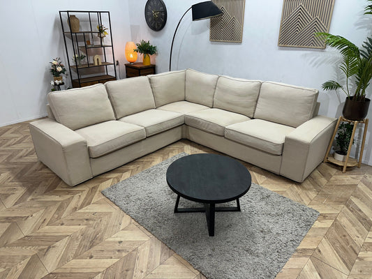 Beige Hoekzetel ~ Losse Kussens Met Afneembare Hoezen