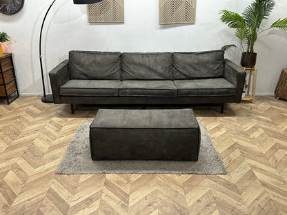 Be Pure Antraciet Suède Stoffen 3-Zits Zetel Inc Hocker ~ Losse Kussens Met Afneembare Hoezen