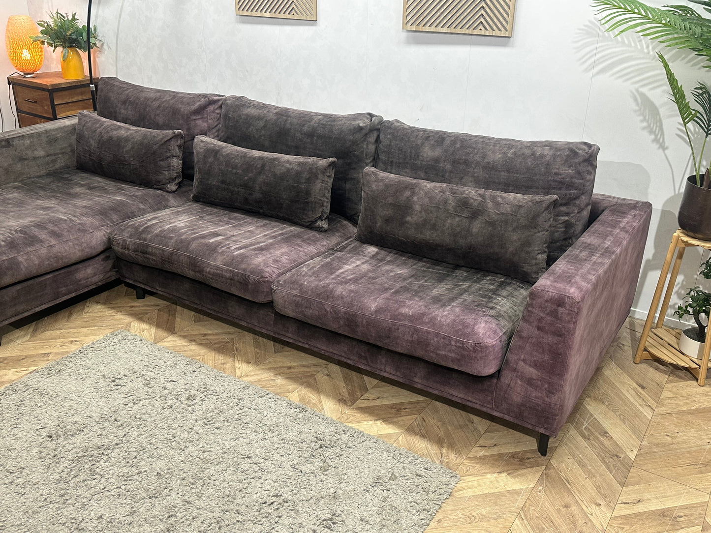 Room108 Antraciet Velvet Hoekzetel ~ Losse Kussens Met Afneembare Hoezen