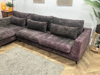 Room108 Antraciet Velvet Hoekzetel ~ Losse Kussens Met Afneembare Hoezen