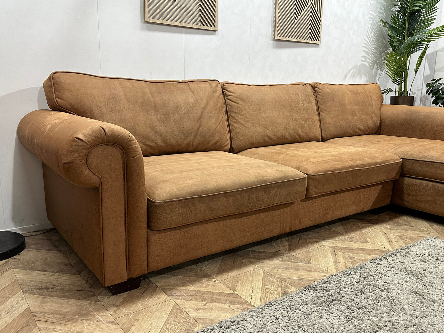 Urban Sofa Cognac Bruine Suède Stoffen ~ Losse Kussens Met Afneembare Hoezen