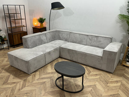 !Showroommodel! Licht Grijze Ribstof Hoekzetel