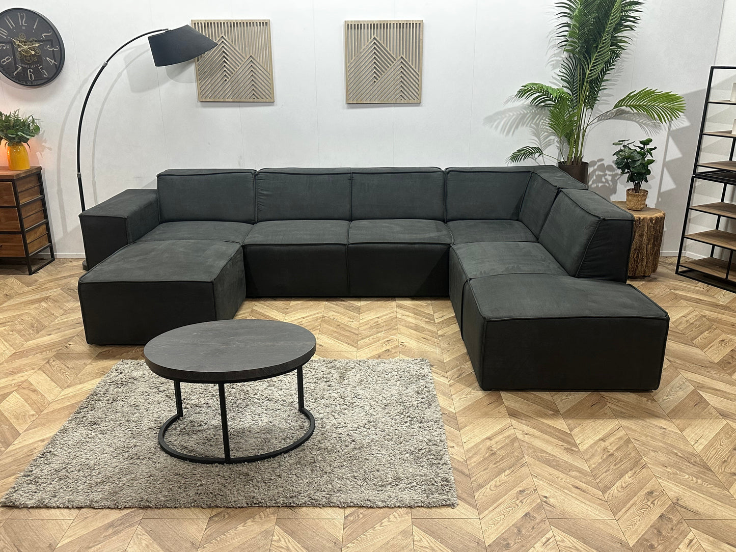 !Showroommodel! Antraciet Suède Stoffen U Zetel