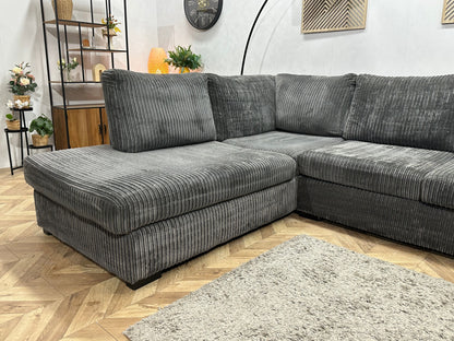 Antraciet Ribstof Hoekzetel ~ Losse Kussens Met Afneembare Hoezen