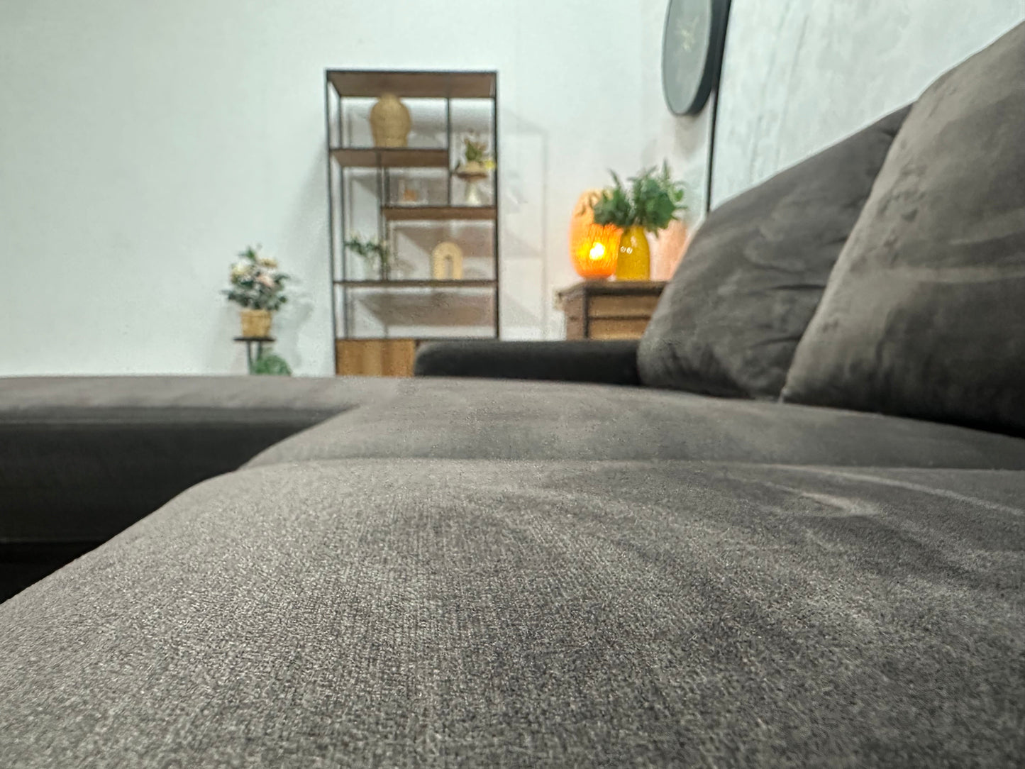 Antraciet Velvet Hoekzetel ~ Losse Rugkussens Met Afneembare Hoezen