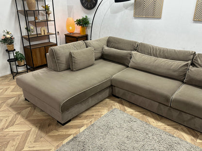 Bruine Velvet Hoekzetel ~ Losse Kussens Met Afneembare Hoezen