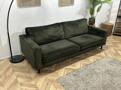Woood Donker Groene Velvet 2.5-Zits Zetel ~ Losse Kussens Met Afneembare Hoezen