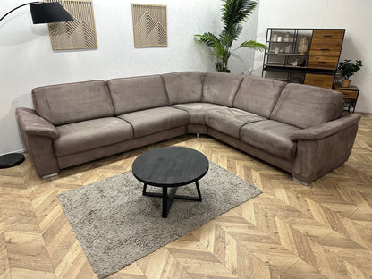 H&H Taupe Suède Stoffen Hoekzetel ~ Vaste Kussens