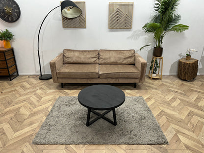 Taupe Velvet 2.5-Zits Zetel ~ Losse Kussens