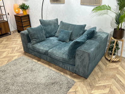 Blauwe Ribstof 2.5-Zits Zetel ~ Losse Kussens Met Afneembare Hoezen