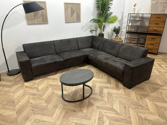 !Showroommodel! Antraciet Suède Stoffen Hoekzetel ~ Vaste Kussens