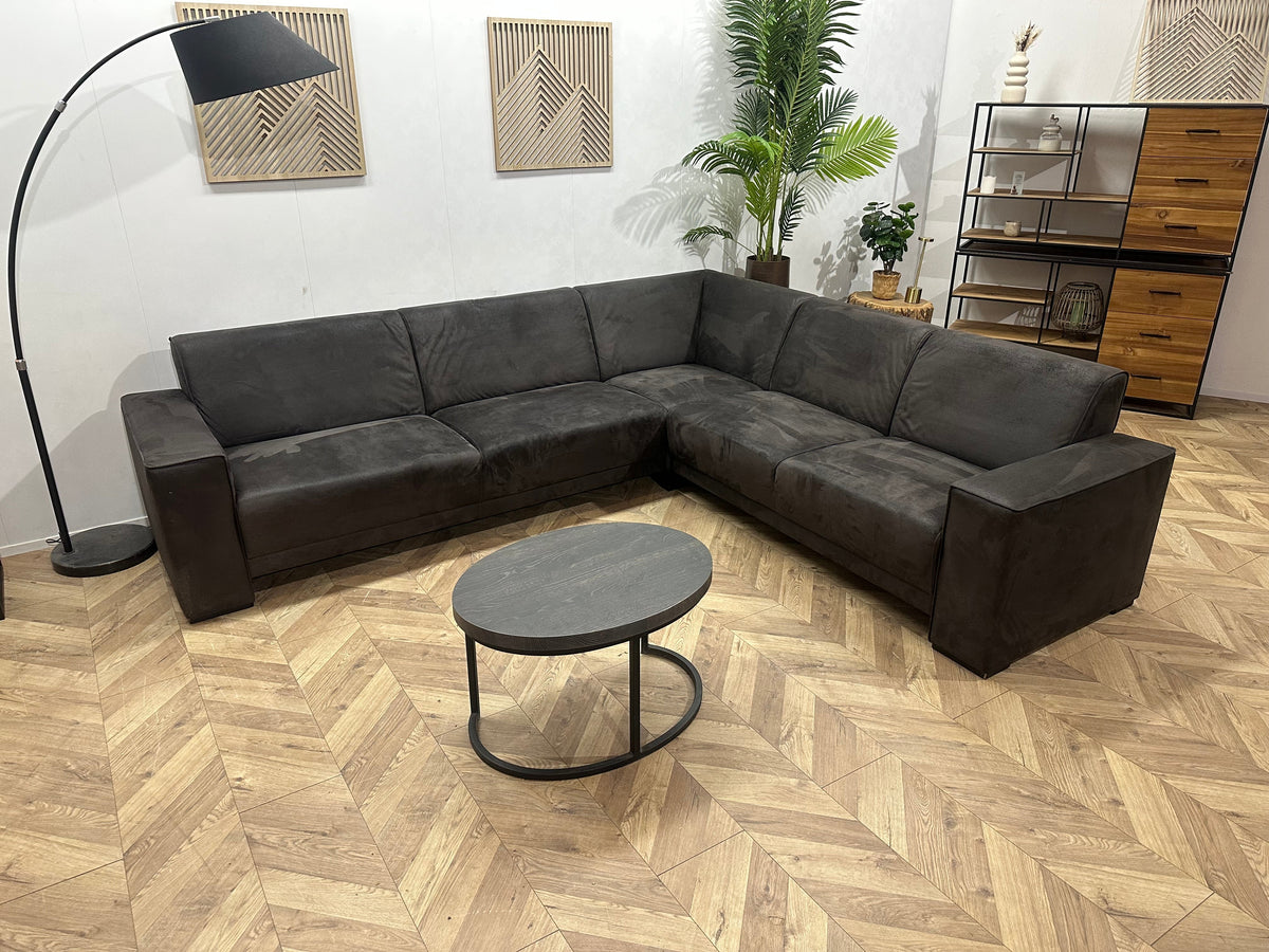 !Showroommodel! Antraciet Suède Stoffen Hoekzetel ~ Vaste Kussens