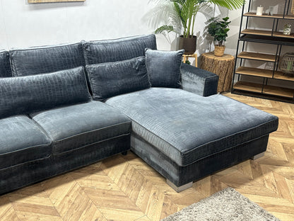 Blauwe Croco Stoffen U Zetel ~ Losse Kussens Met Afneembare Hoezen