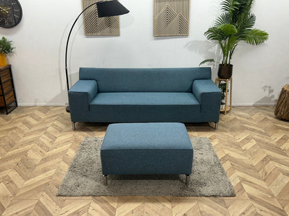 Blauwe 2.5-Zits Zetel Inc Hocker ~ Vaste Kussens