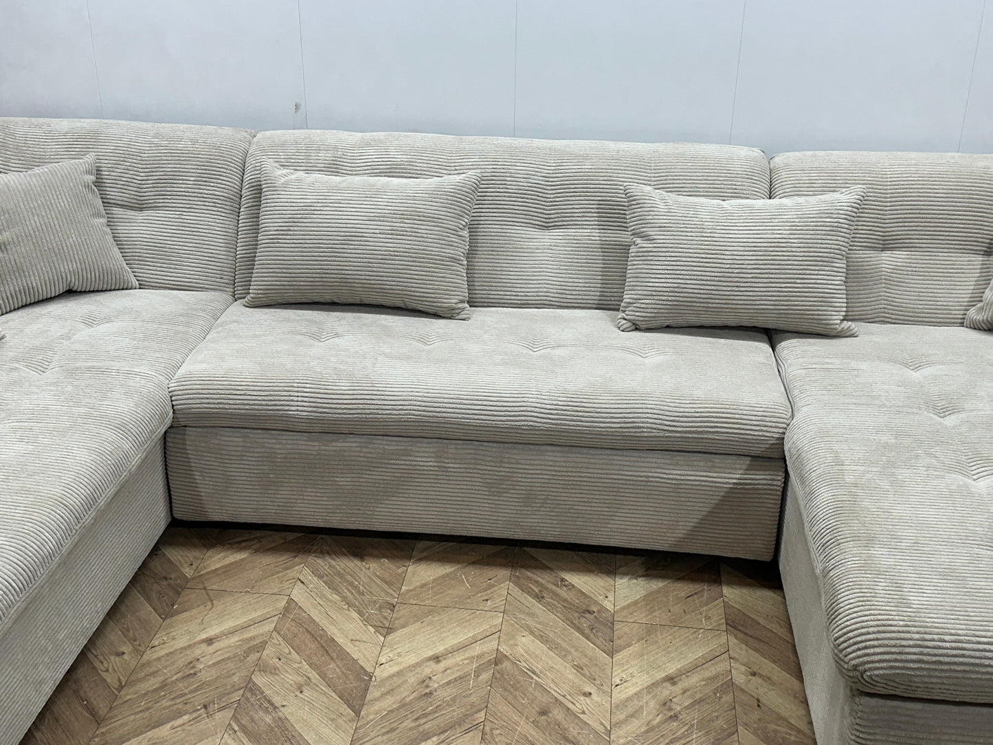 !Showroommodel! Crème Ribstof U Zetel ~ Slaapfunctie
