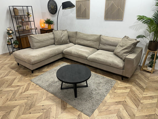 Taupe Velvet Hoekzetel ~ Losse Kussens Met Afneembare Hoezen