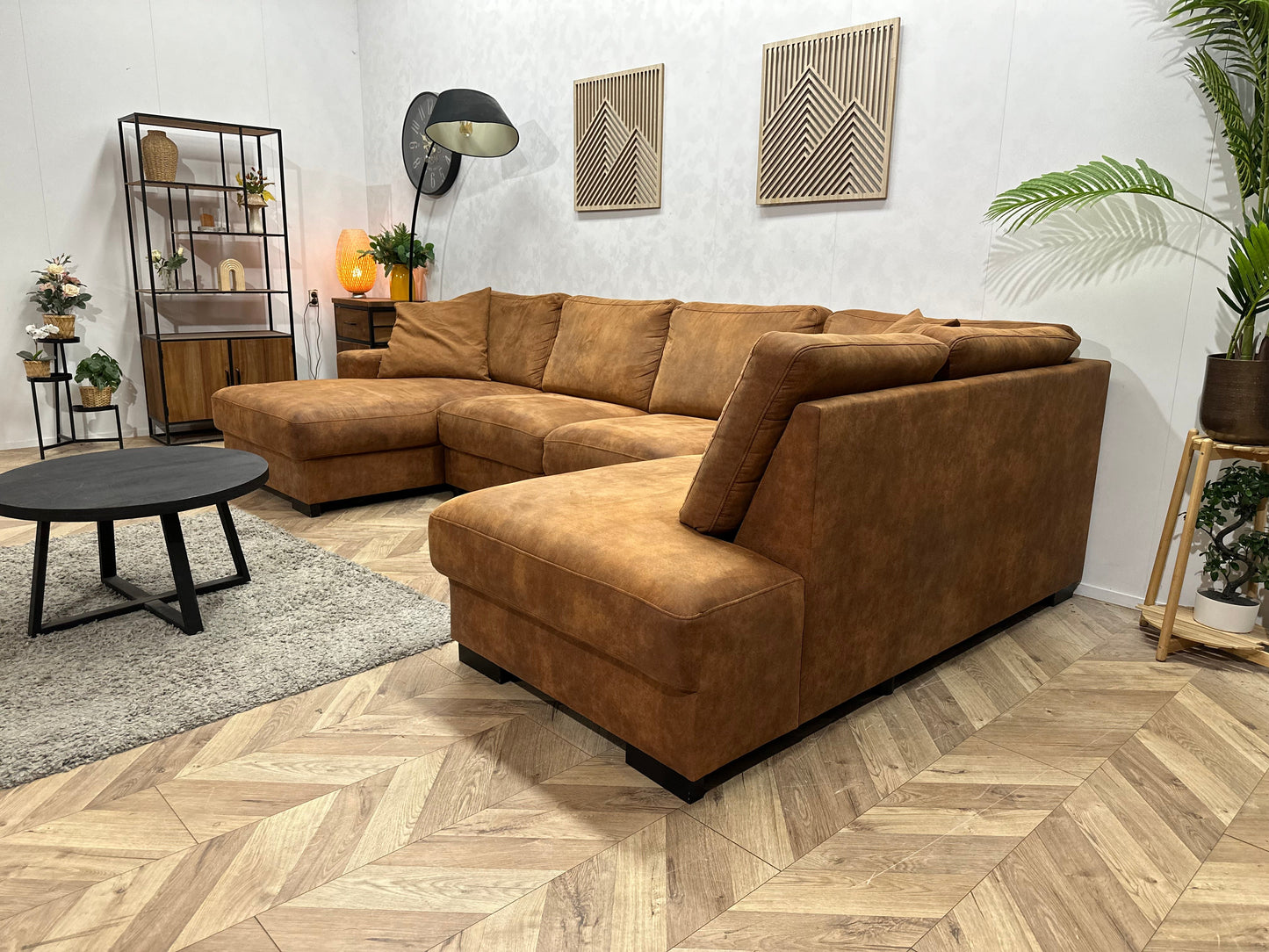 Cognac Bruine Suède Stoffen U Zetel ~ Losse Rug Kussens