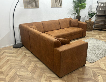 !Showroommodel! Cognac Bruine Suède Stoffen Hoekzetel