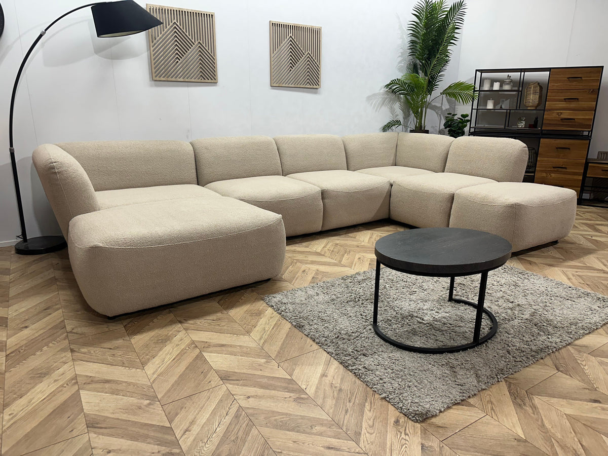 !Showroommodel! Beige Bouclé Stoffen U Zetel