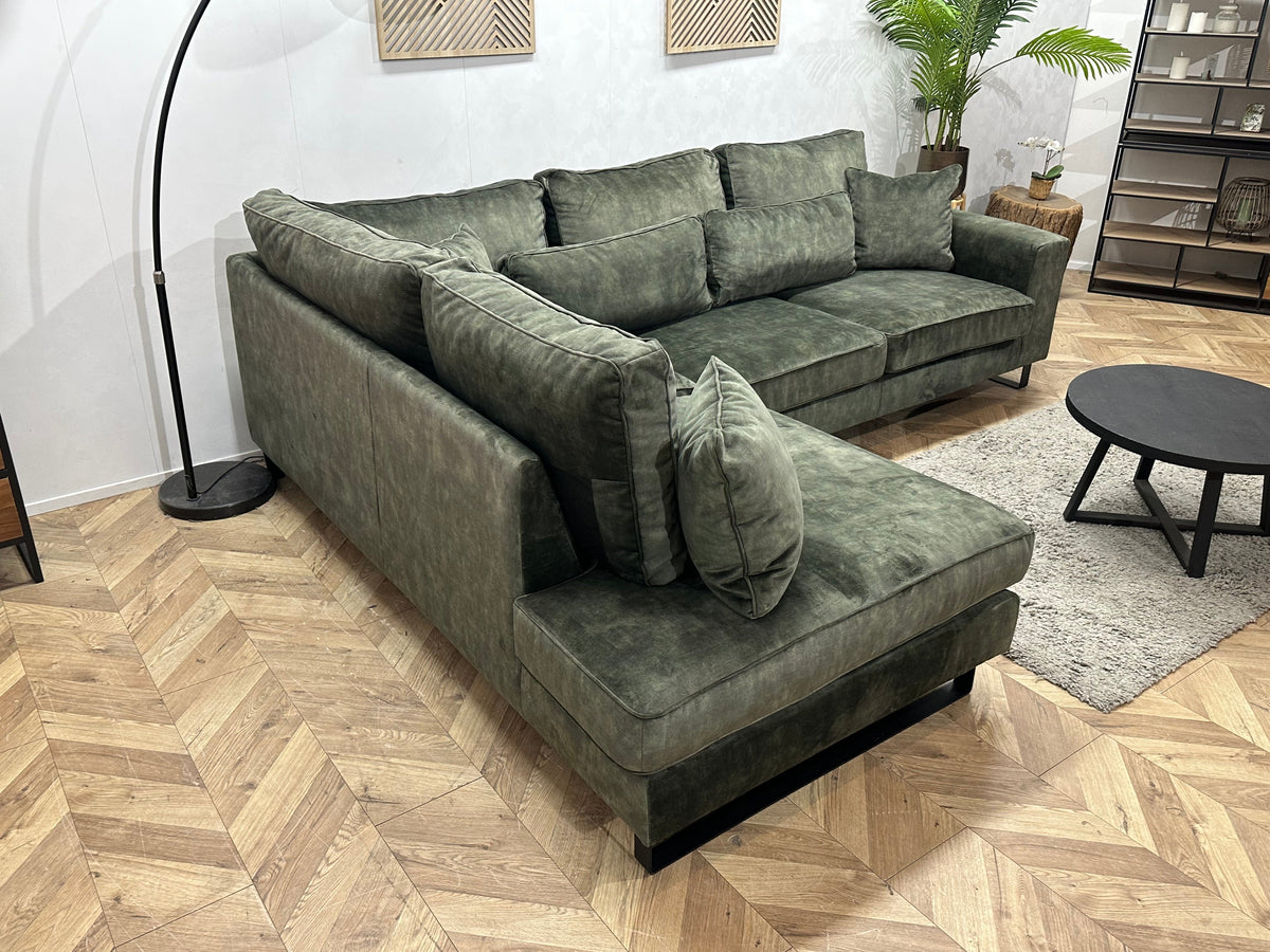 Donker Groene Velvet Hoekzetel ~ Losse Kussens Met Afneembare Hoezen