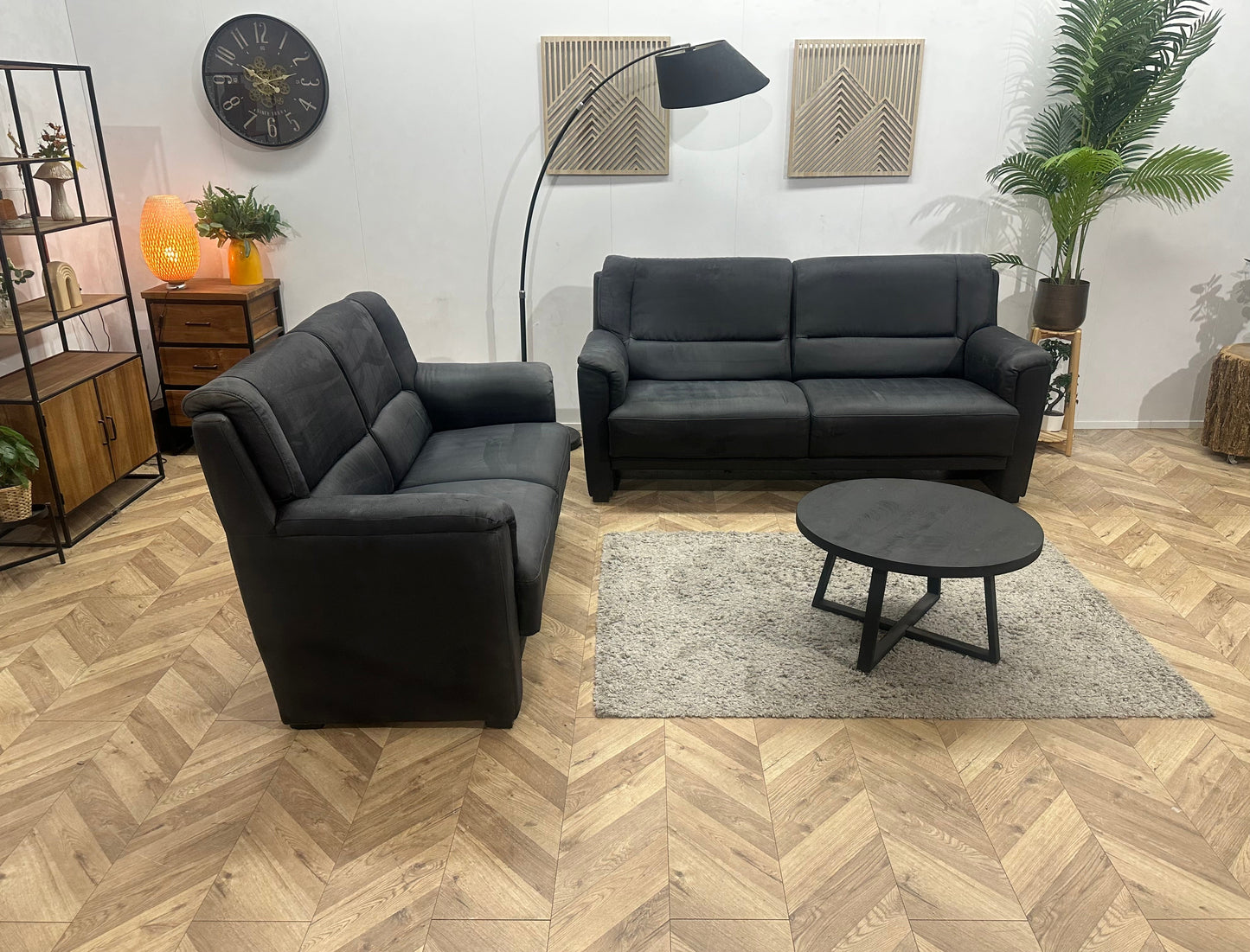 Antraciet Suède Stoffen Zetels Set ~ Vaste Kussens