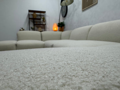 !Showroommodel! Witte/Crème Bouclé Stoffen U Zetel