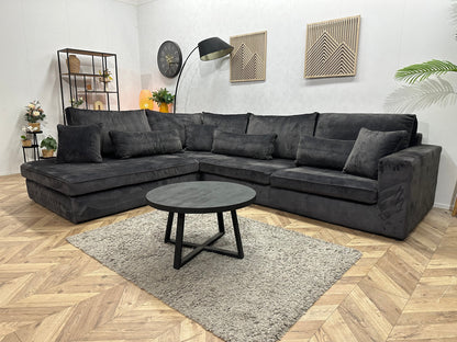 Antraciet Velvet Hoekzetel ~ Losse Kussens Met Afneembare Hoezen