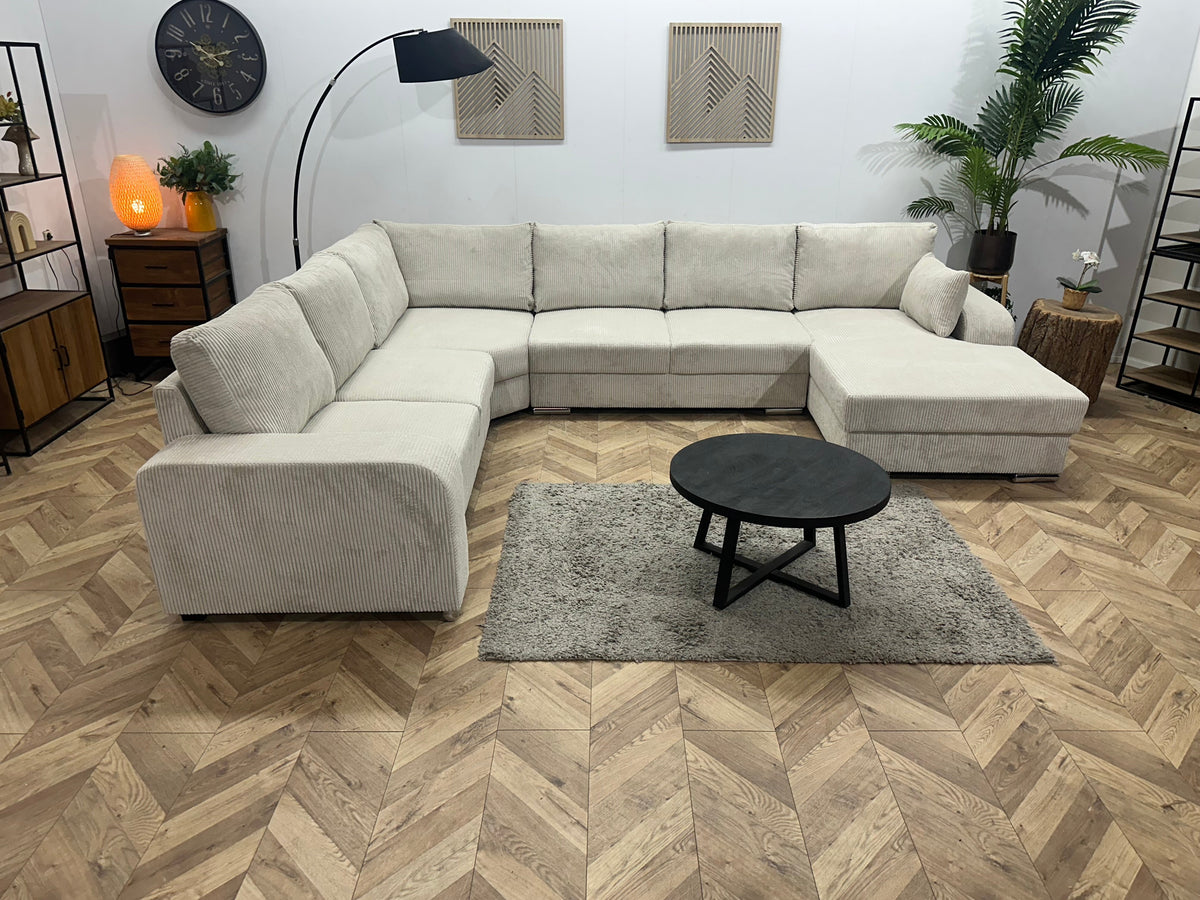 !Showroommodel! Witte/Crème Ribstof U Zetel
