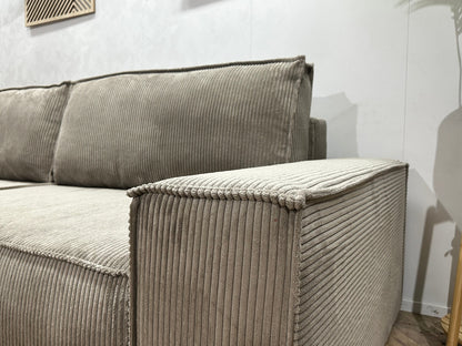 !Showroommodel! Licht Bruine Ribstof 2.5-Zits Zetel ~ Slaapfunctie