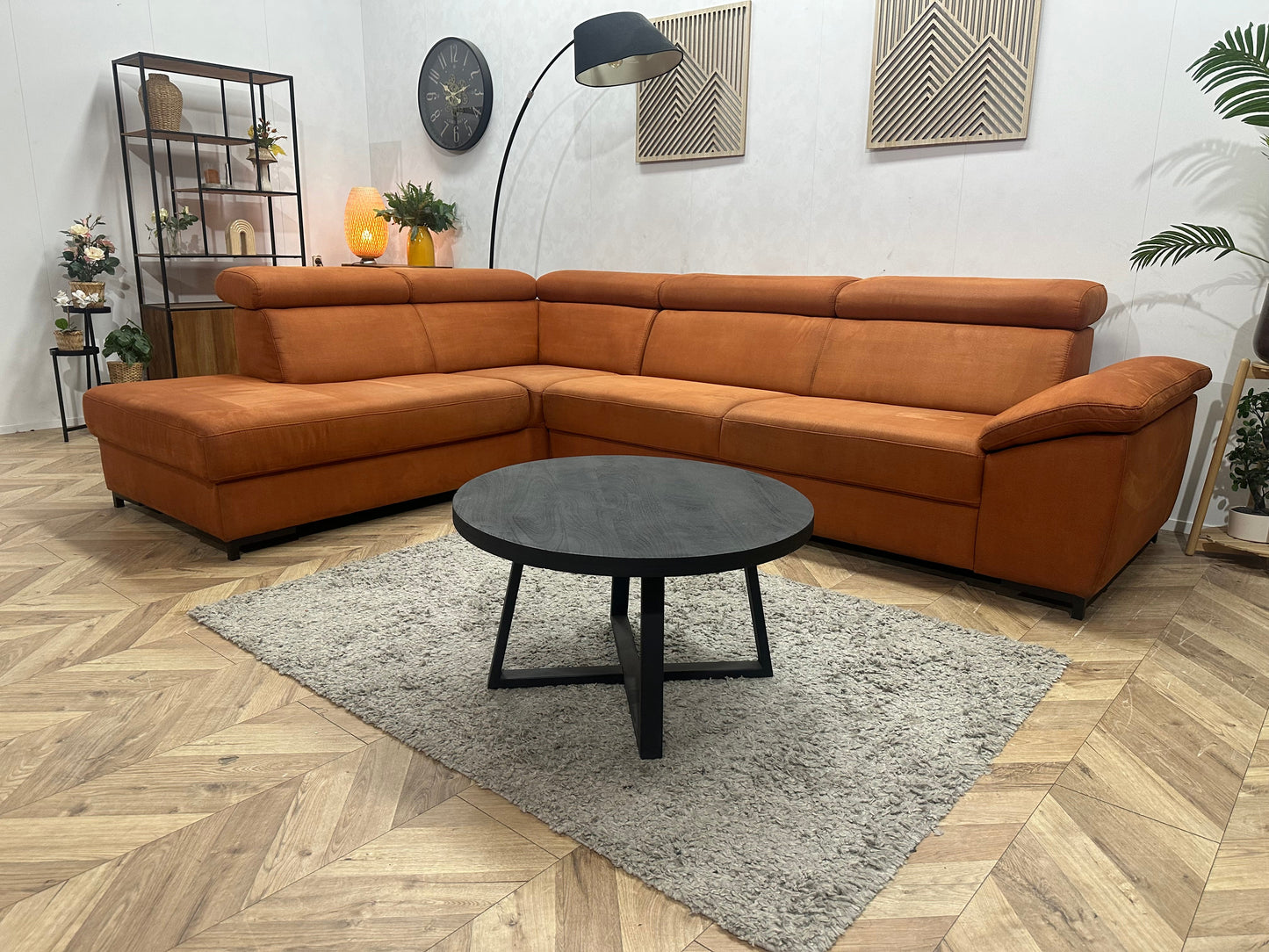 Cognac Bruine Suède Stoffen Hoekzetel ~ Verstelbare Arm/ Hoofdsteunen