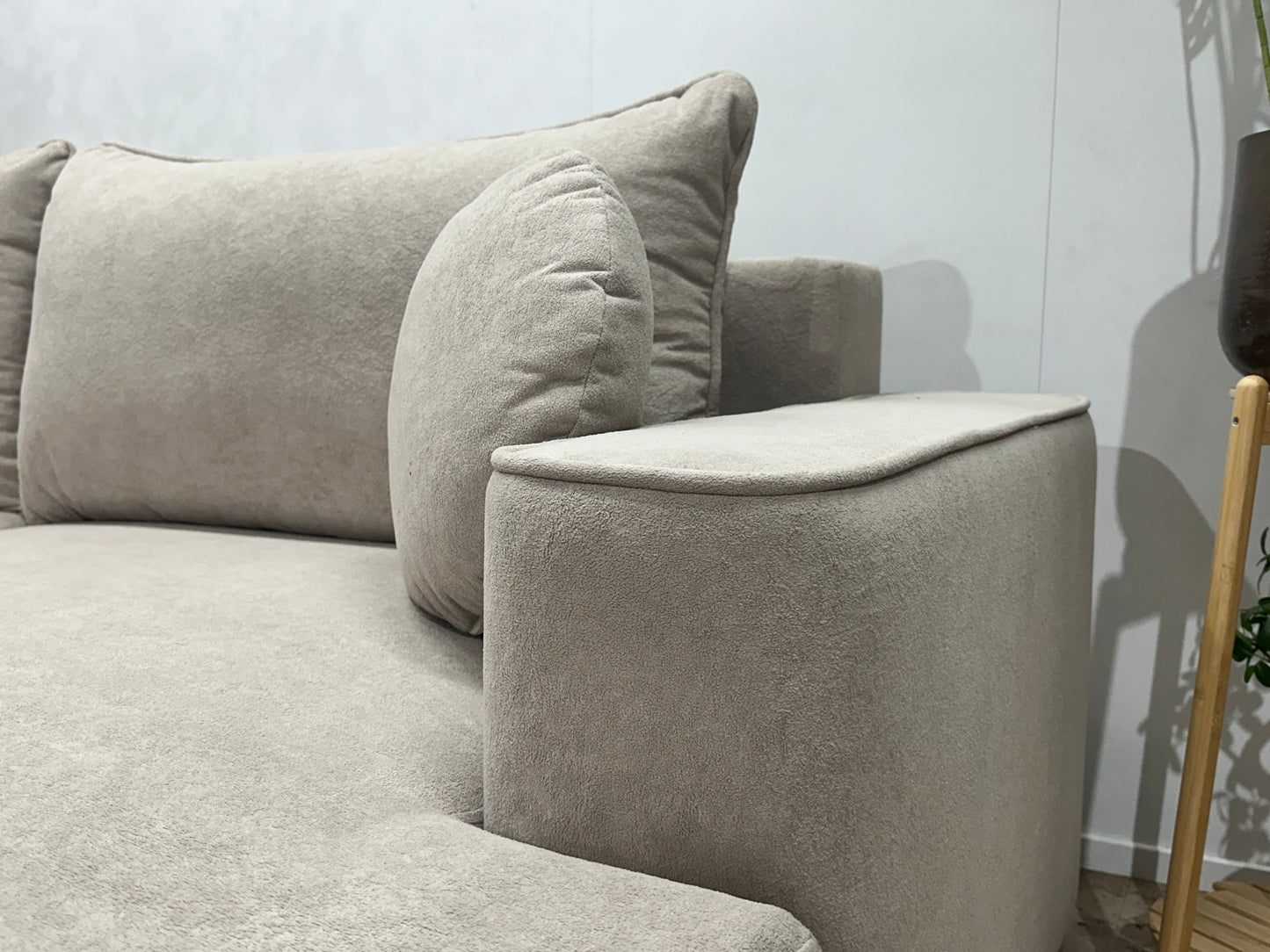 !Showroommodel! Licht Grijze Velvet Hoekzetel
