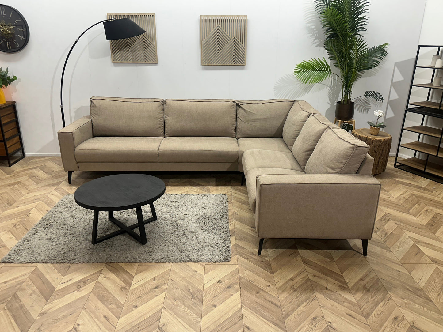 Beige Suède Stoffen Hoekzetel ~ Vaste Kussens